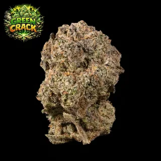 Green Crack THC 20-27% cannabis flower with logo for weed delivery in Phuket