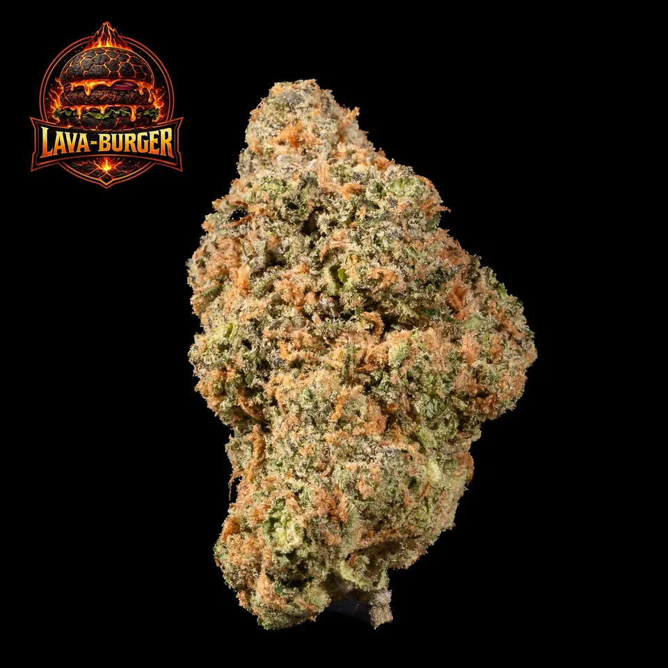 Lava Burger THC 24% cannabis flower with logo for weed delivery in Phuket