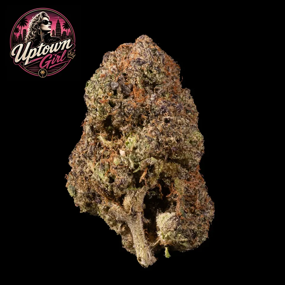Uptown Girl THC 20-25% cannabis flower with logo for weed delivery in Phuket